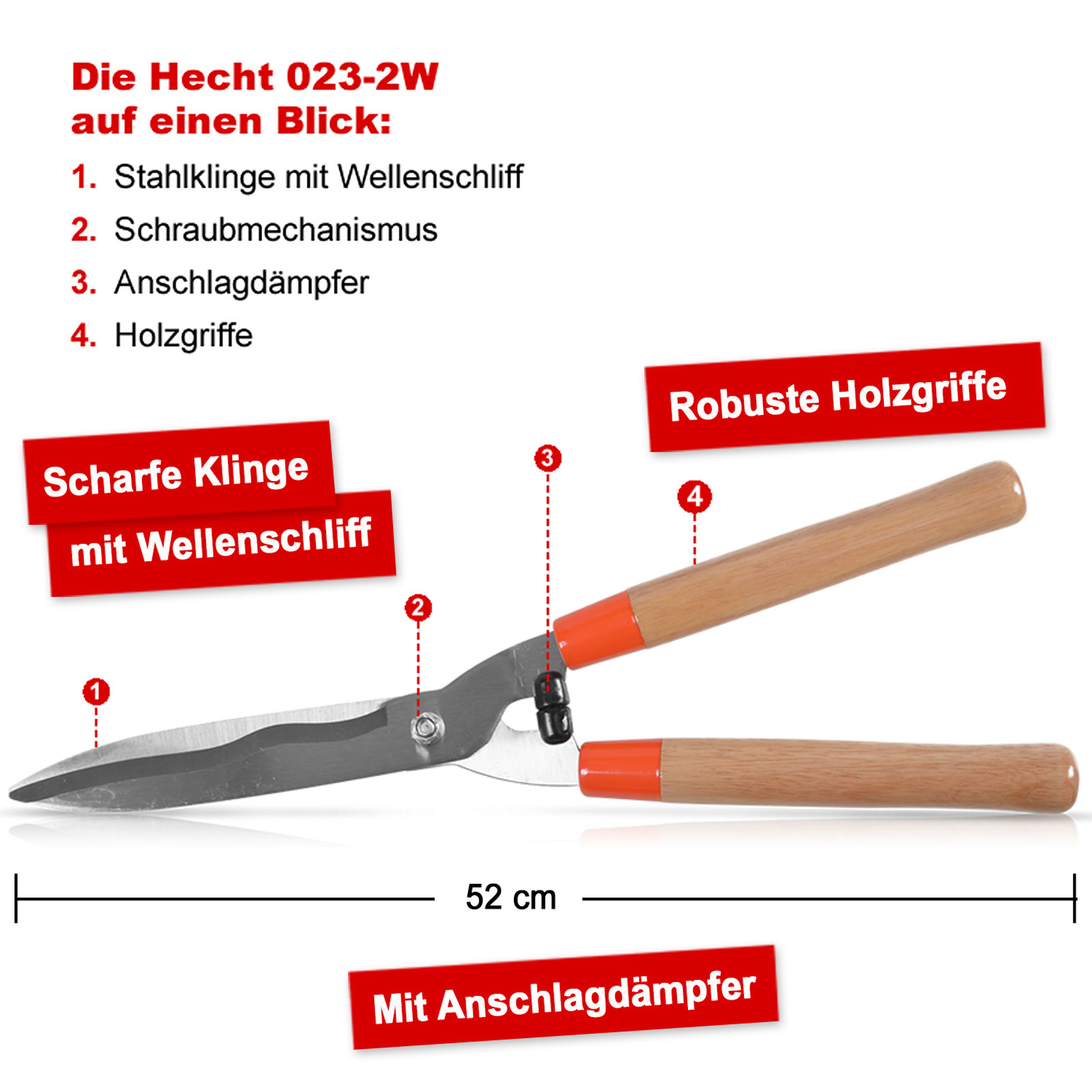 Hecht 023 2w Handheckenschere Schere Garten Strauchschere Hand