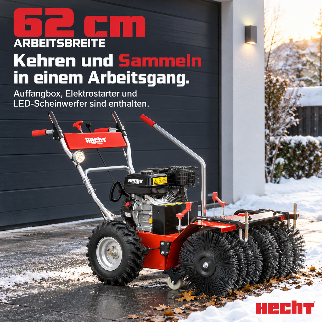 HECHT Kehrmaschine 8616 SE mit 62 cm Arbeitsbreite und Elektrostarter Auffangbox (Dieses Bild wurde mit Hilfe von KI generiert.)