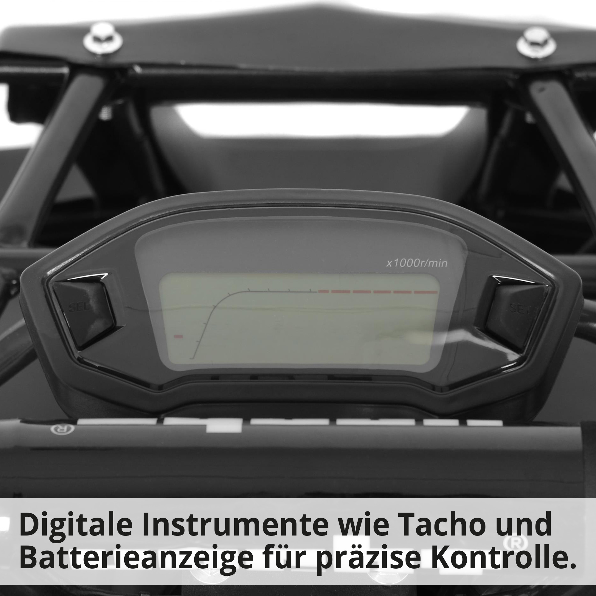 Quad mit Straßenzulassung; Digitale Instrumente wie Tacho und Batterieanzeige für präzise Kontrolle