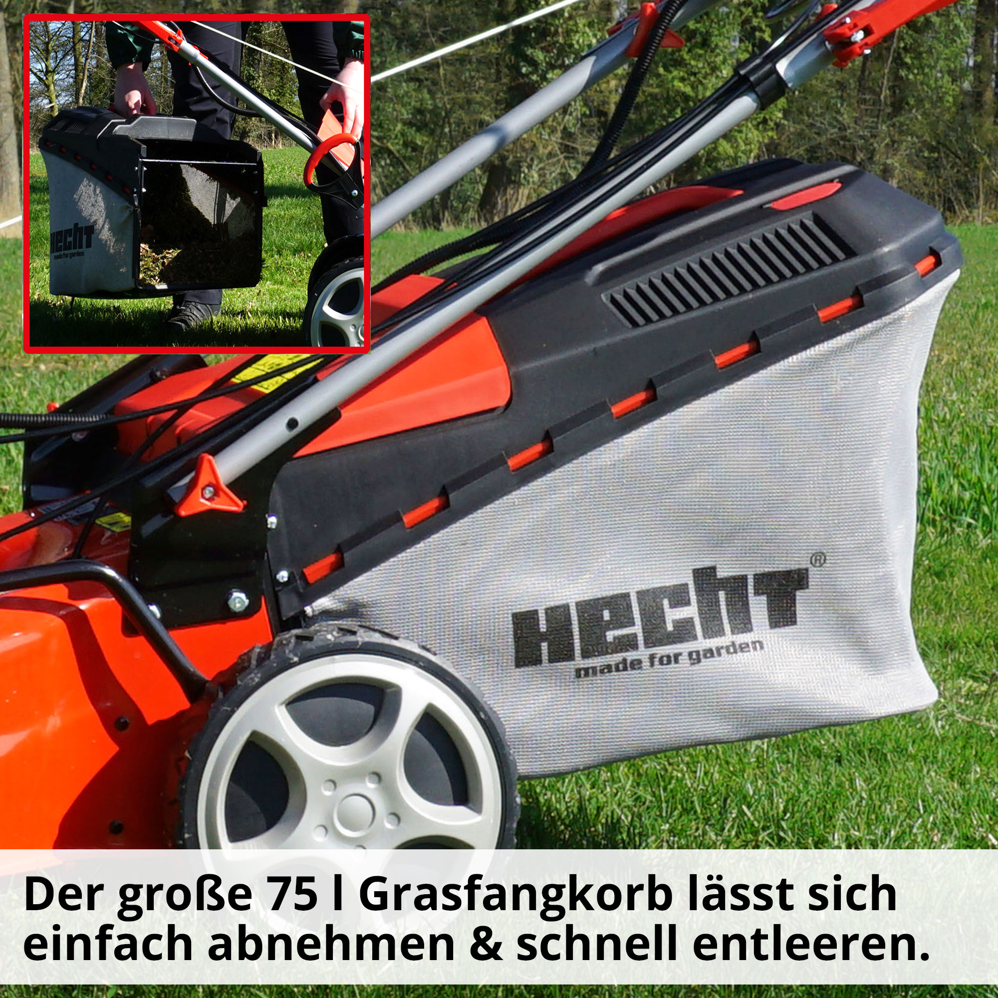 Hervorragende Schnittergebnisse durch die zentrale 7-fache Höhenverstellung am HECHT Benzin-Rasenmäher