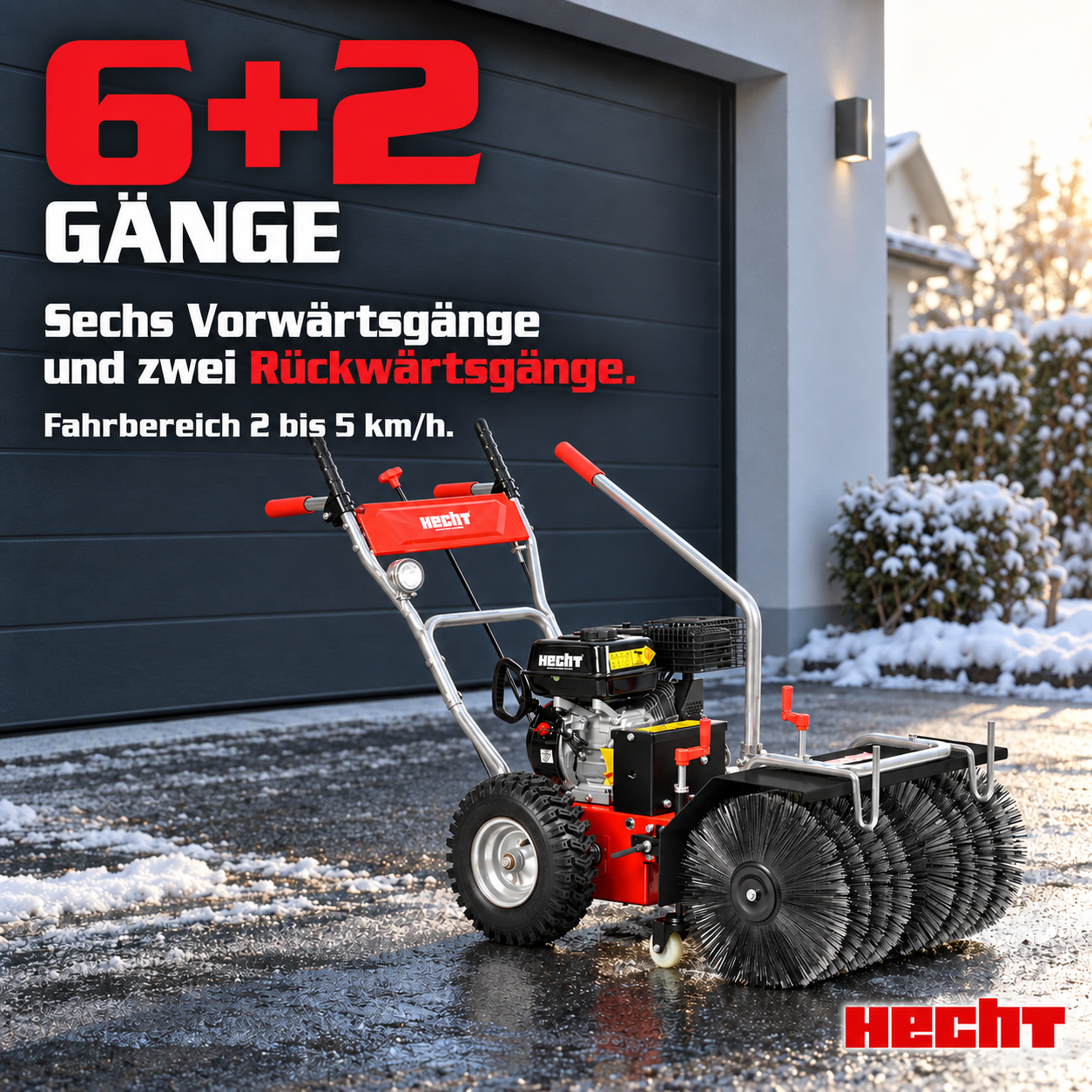 HECHT Benzin-Kehrmaschine mit 6 Vorwärtsgängen und 2 Rückwärtsgängen (Dieses Bild wurde mit Hilfe von KI generiert.)
