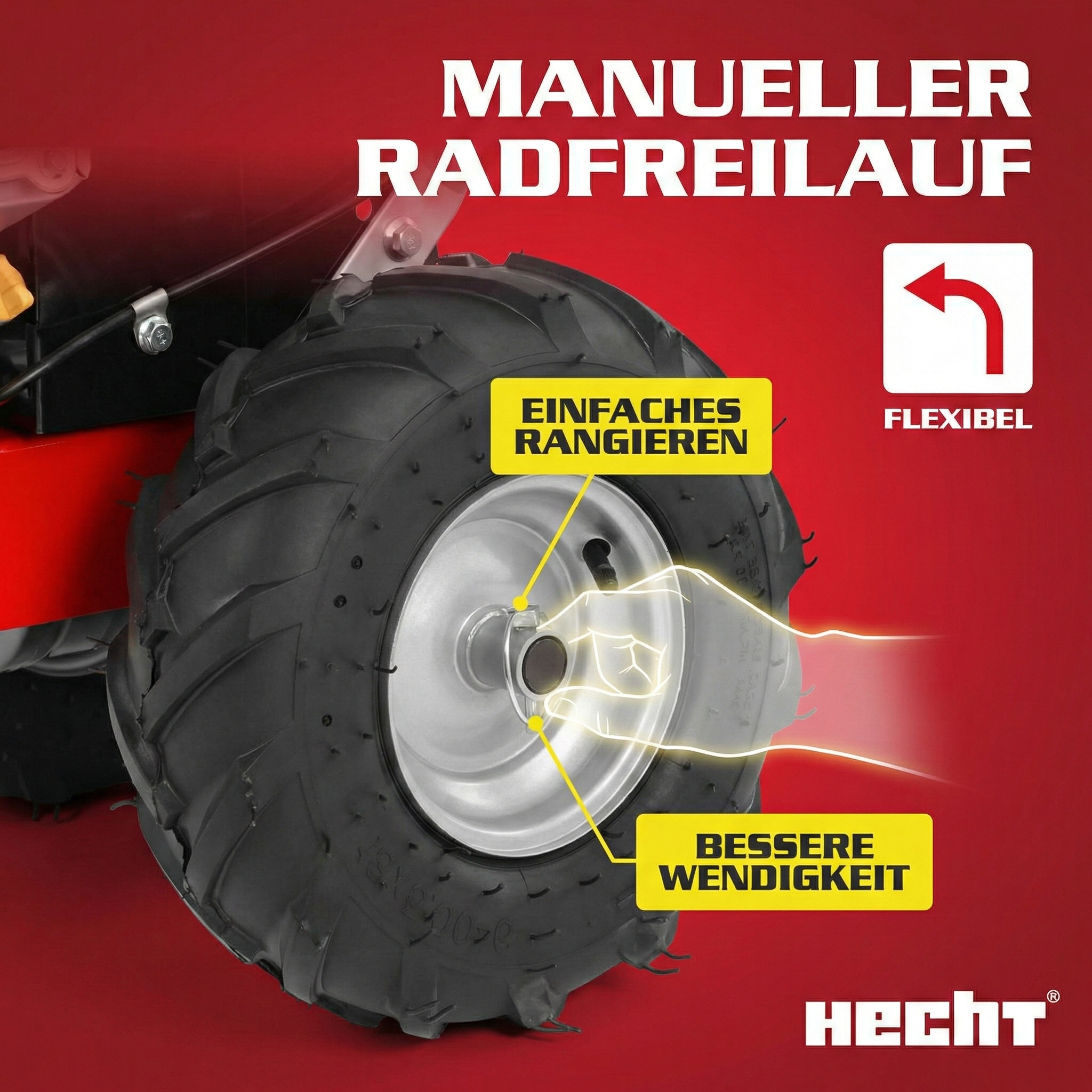 HECHT Motorhacke mit manuellem Radfreilauf für extrem einfaches Rangieren