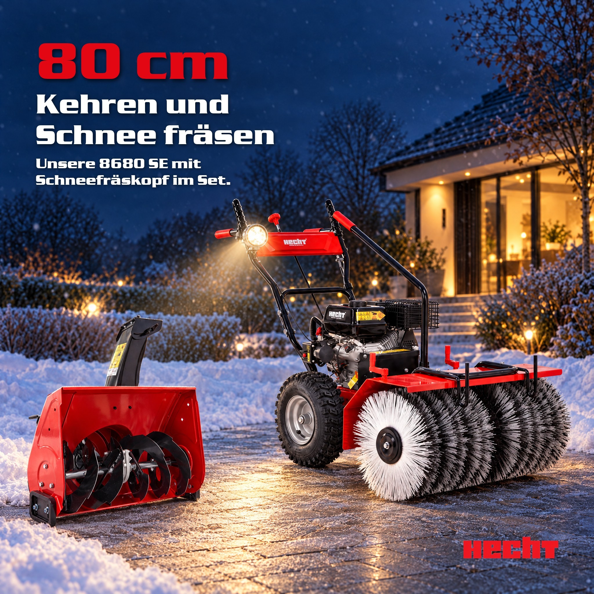Kehrmaschine Benzin HECHT 8680 SE SET 3 (Dieses Bild wurde mit Hilfe von KI generiert.)