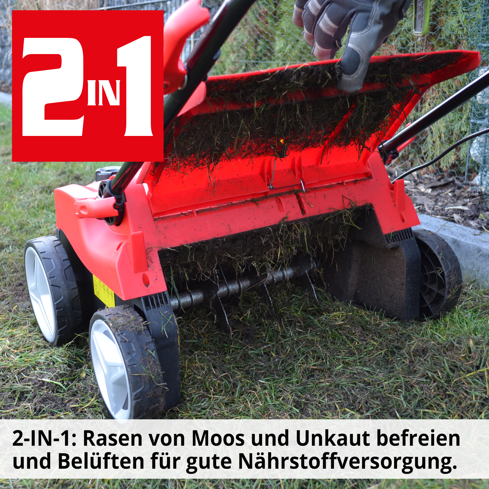2-in-1 Funktion Vertikutierer Lüften von Moos befreien Kombigerät HECHT 1999 Heck