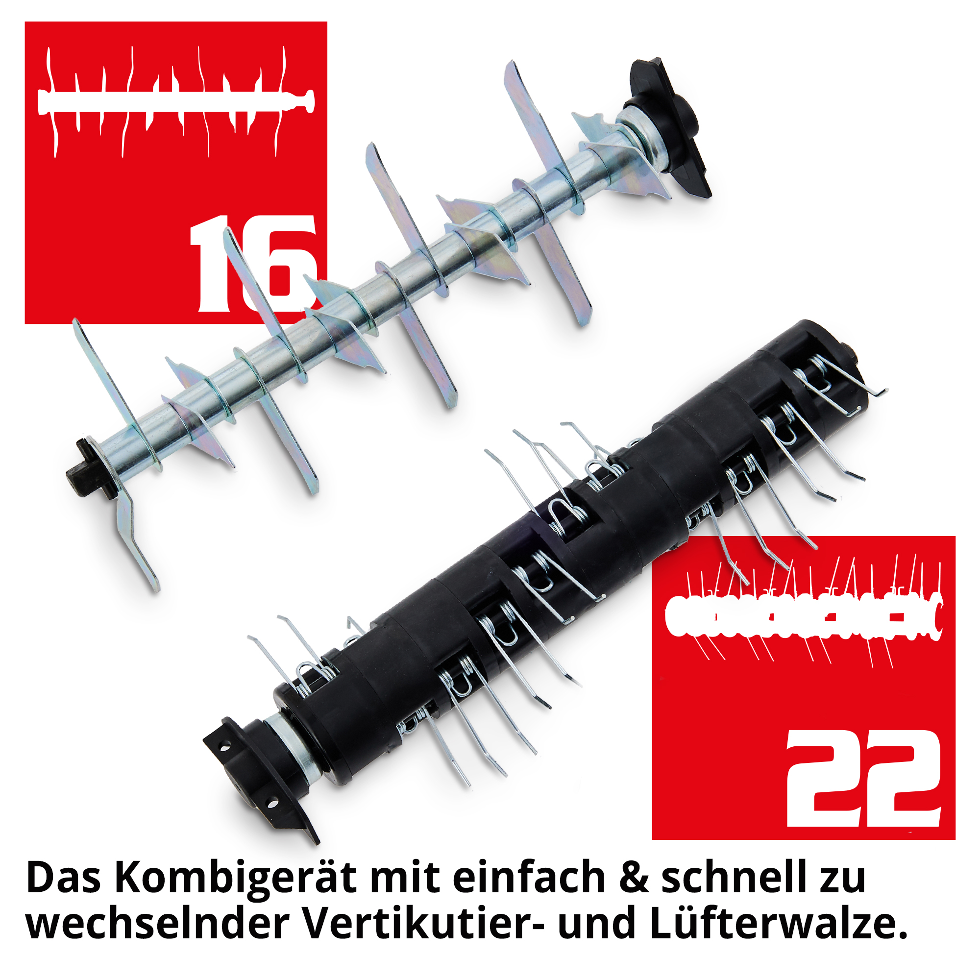 Messerwalze und Lüfterwalze 16 Messer 22 Krallen Zubehör Wechsel Vertikutierer