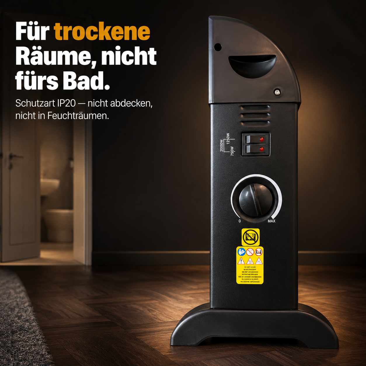 HECHT Konvektor-Heizung mit IP20 Schutzart für trockene Räume (Dieses Bild wurde mit Hilfe von KI generiert.)