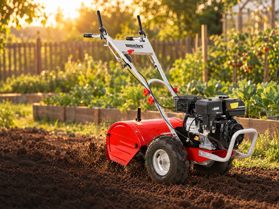 HECHT Benzin-Gartenhacke im Gemüsebeet