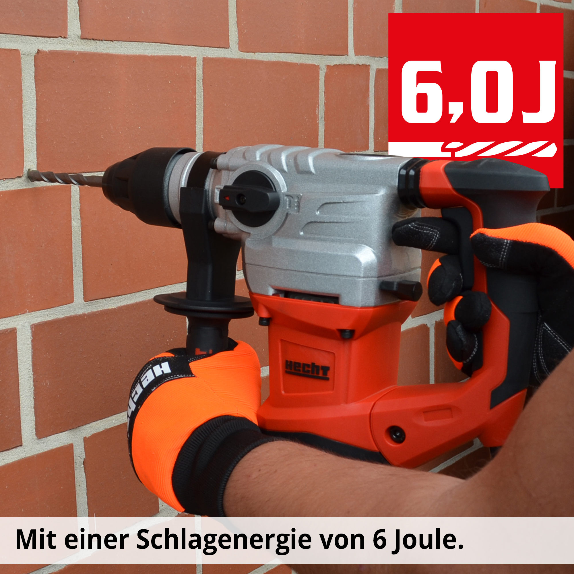 HECHT 1036 Bohrhammer 1500 Watt Schlagbohrmaschine 6 Joule SDS-Plus Profi
