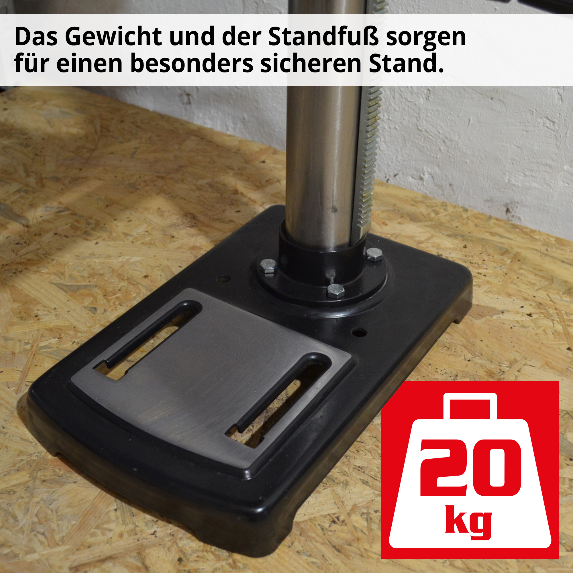 Standbohrmaschine Standfuß 20 kg massive Bodenplatte Metall Gusseisen Säule Werkstatt Tisch (Dieses Bild wurde mit Hilfe von KI generiert.)