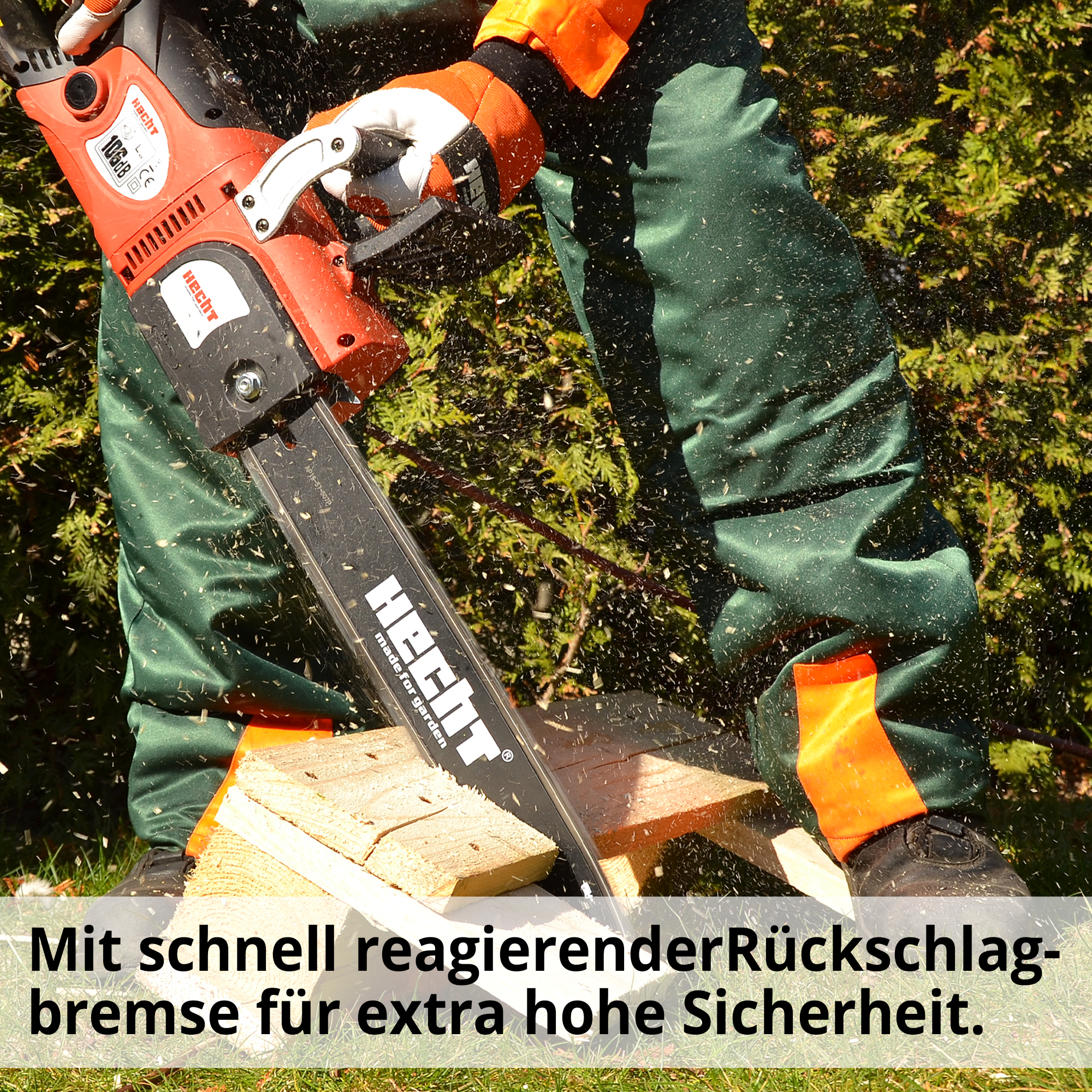 Rückschlagbremse Kettenbremse Sicherheit sofortiger Stop Elektro Kettensäge Arbeit