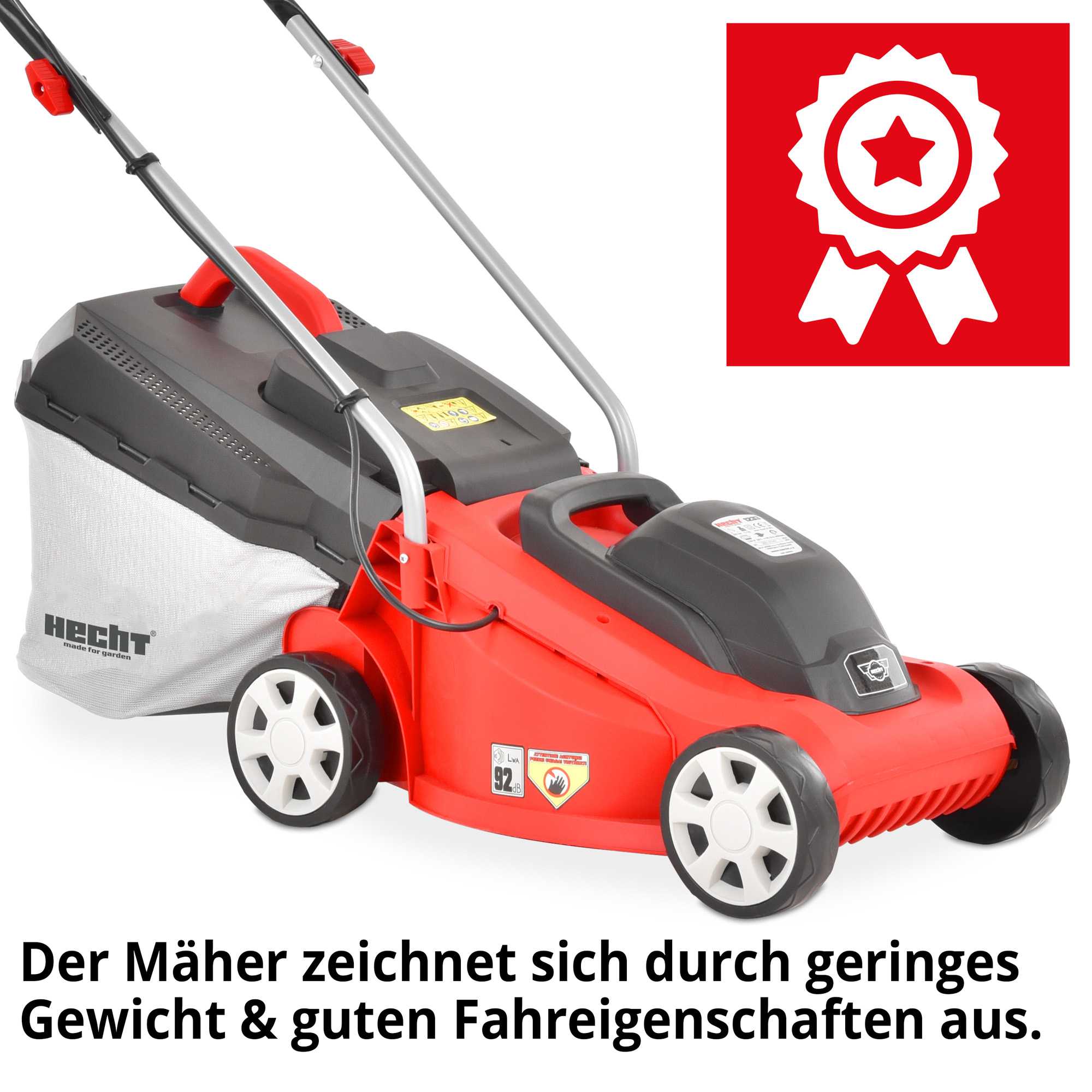 Rasenmäher Elektro HECHT 1233 1300 Watt 33 cm Schnittbreite leicht kompakt