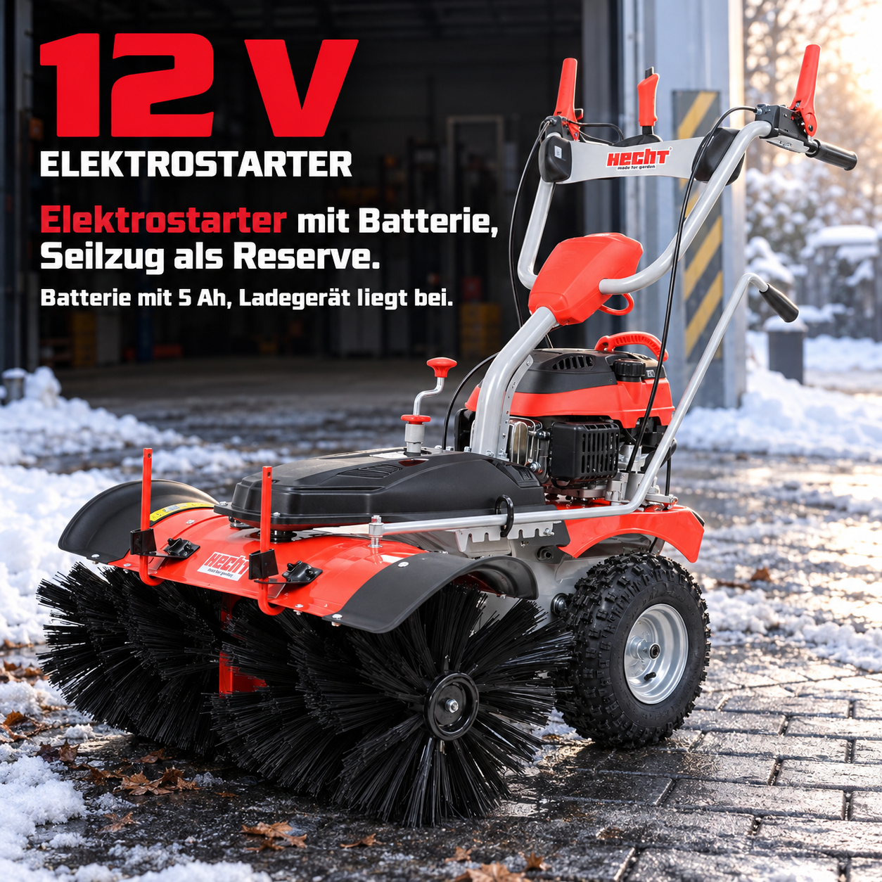 HECHT Kehrmaschine 8101 S mit bequemem 12V Elektrostarter und Batterie (Dieses Bild wurde mit Hilfe von KI generiert.)