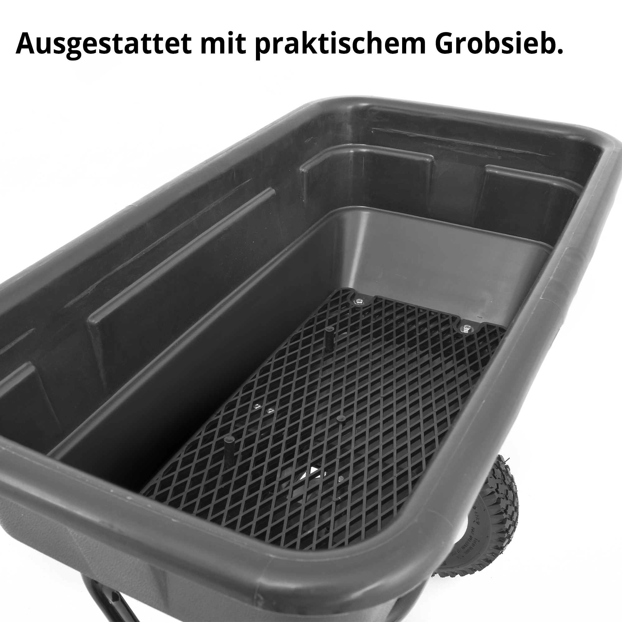 Streubehälter innen mit Sieb HECHT 256 Düngerstreuer Anhänger gegen Verklumpen
