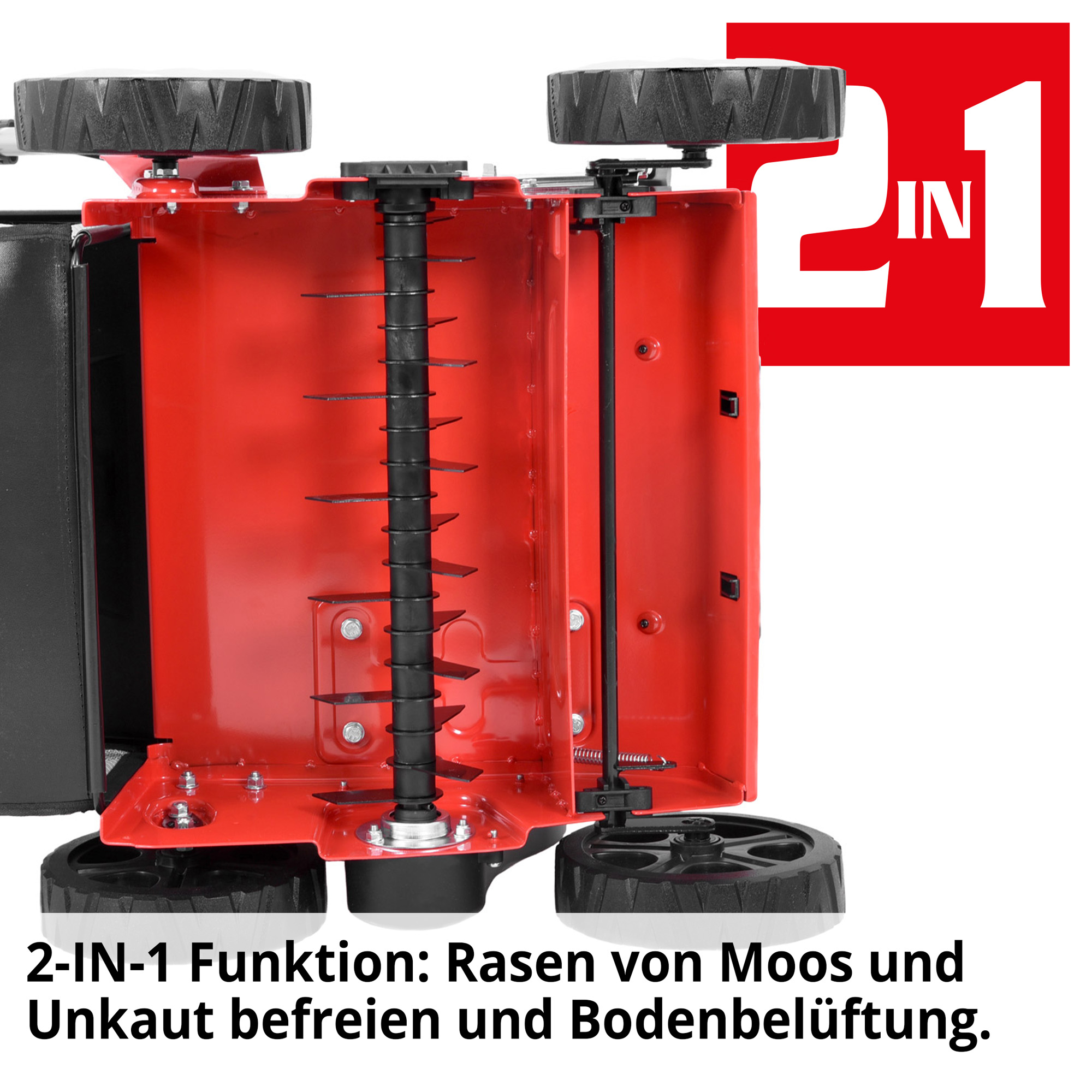 2-in-1 Funktion Vertikutierer Lüften und Moos entfernen Unterseite Walzen HECHT 5676