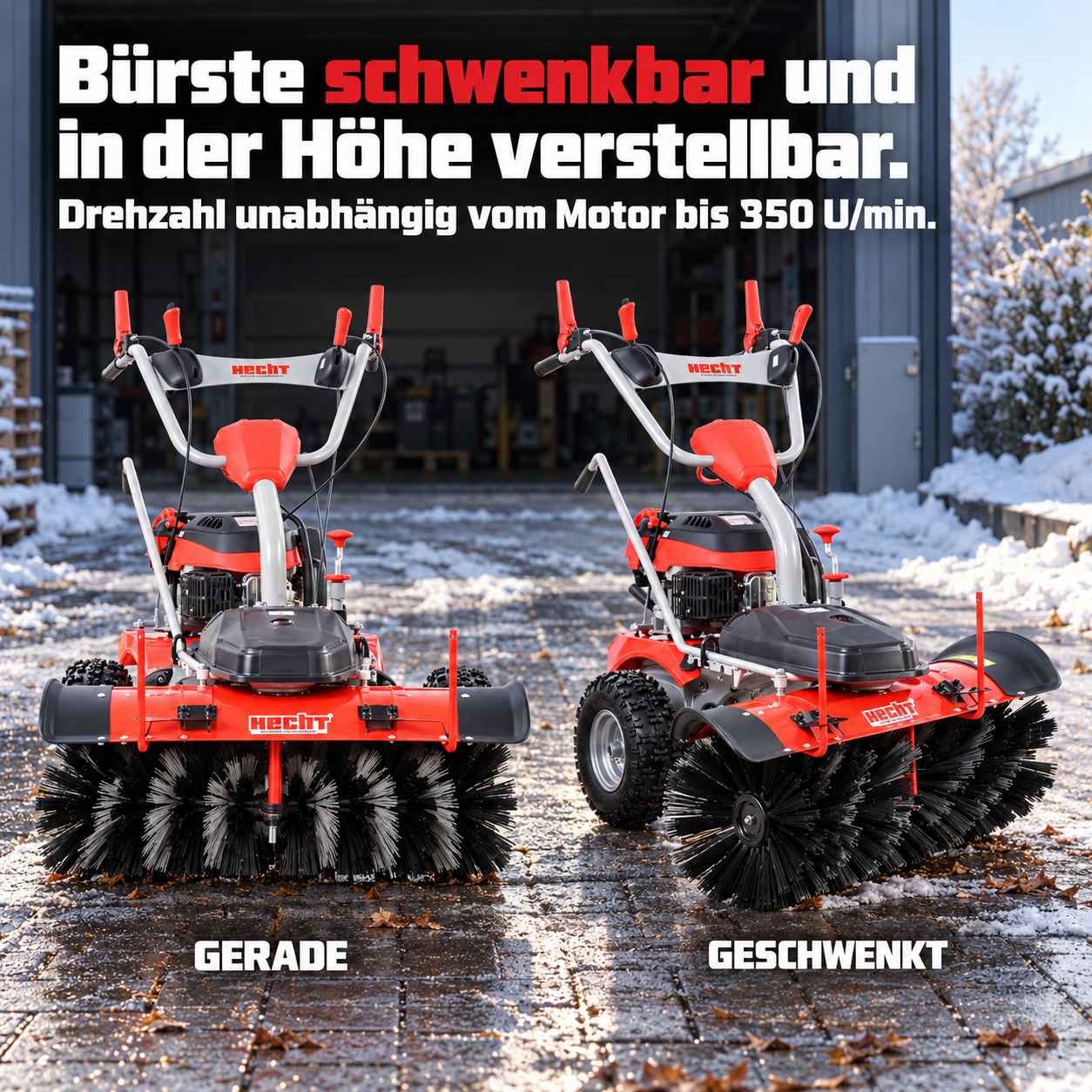 HECHT Kehrmaschine 8101 S mit schwenkbarer und verstellbarer Bürste (Dieses Bild wurde mit Hilfe von KI generiert.)