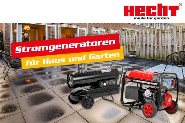Stromgeneratoren von Hecht für Haus und Garten. (Dieses Bild wurde mit Hilfe von KI generiert.)