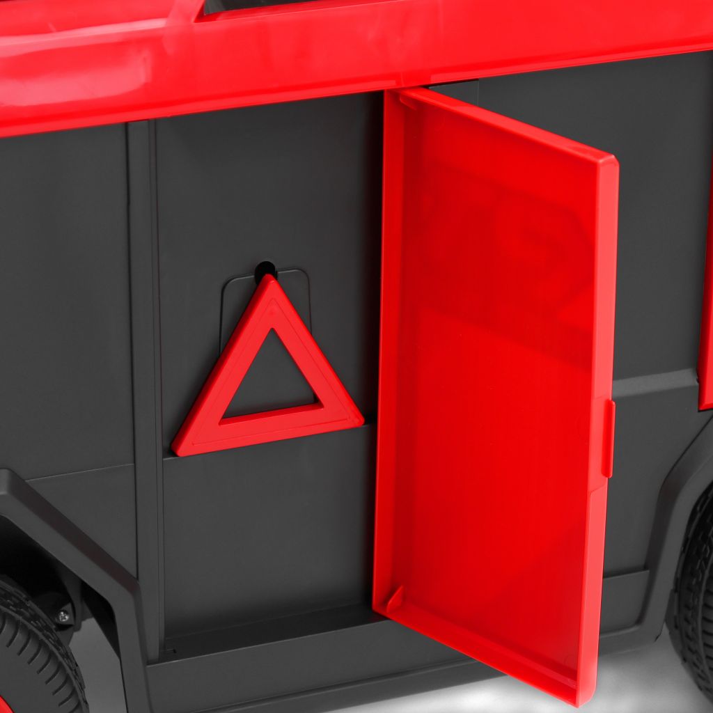 Rotes Feuerwehrfahrzeug für Kinder mit LED-Lichtern und Sirene (Dieses Bild wurde mit Hilfe von KI generiert.)