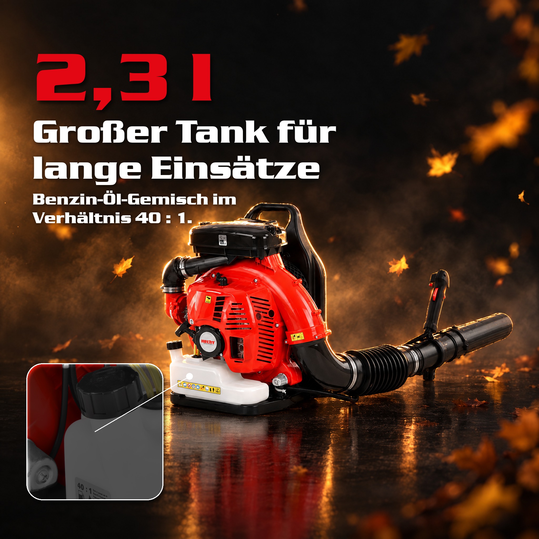 HECHT 972 Tank: 2,3 Liter Fassungsvermögen für extralange Einsätze (Dieses Bild wurde mit Hilfe von KI generiert.)