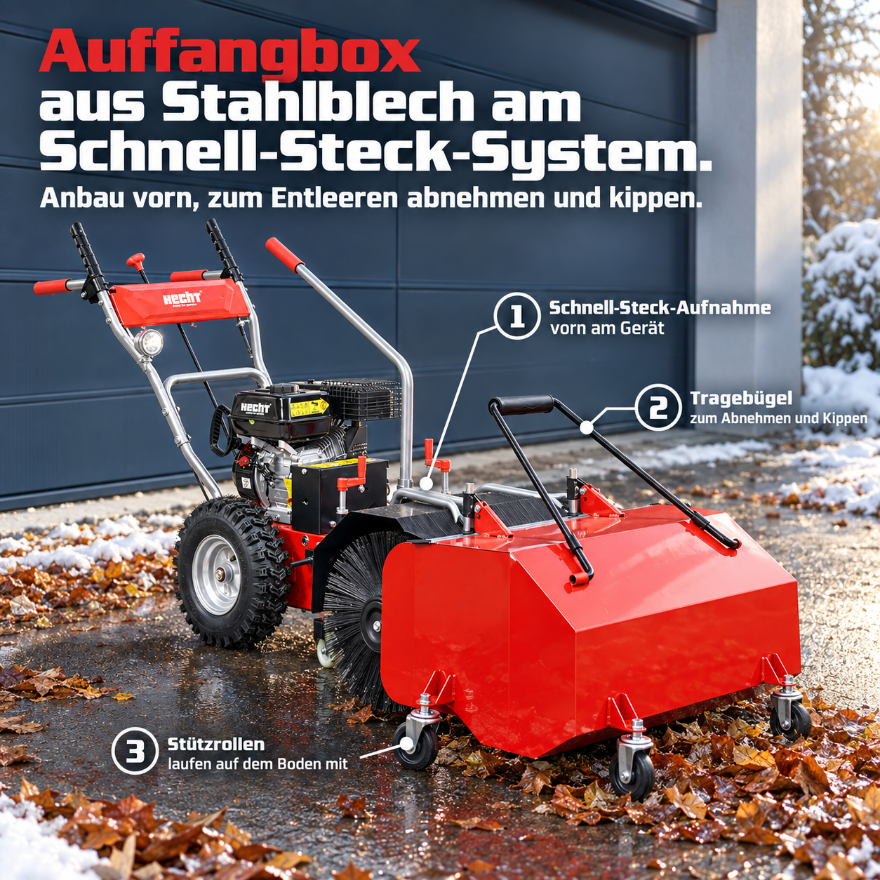 HECHT Kehrmaschine mit Auffangbox (Dieses Bild wurde mit Hilfe von KI generiert.)