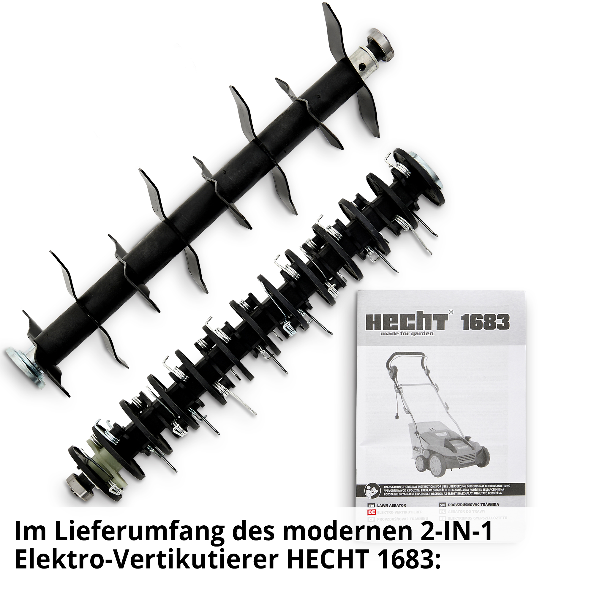 Lieferumfang Zubehör Set Messerwalze Lüfterwalze Werkzeug HECHT 1683 Vertikutierer