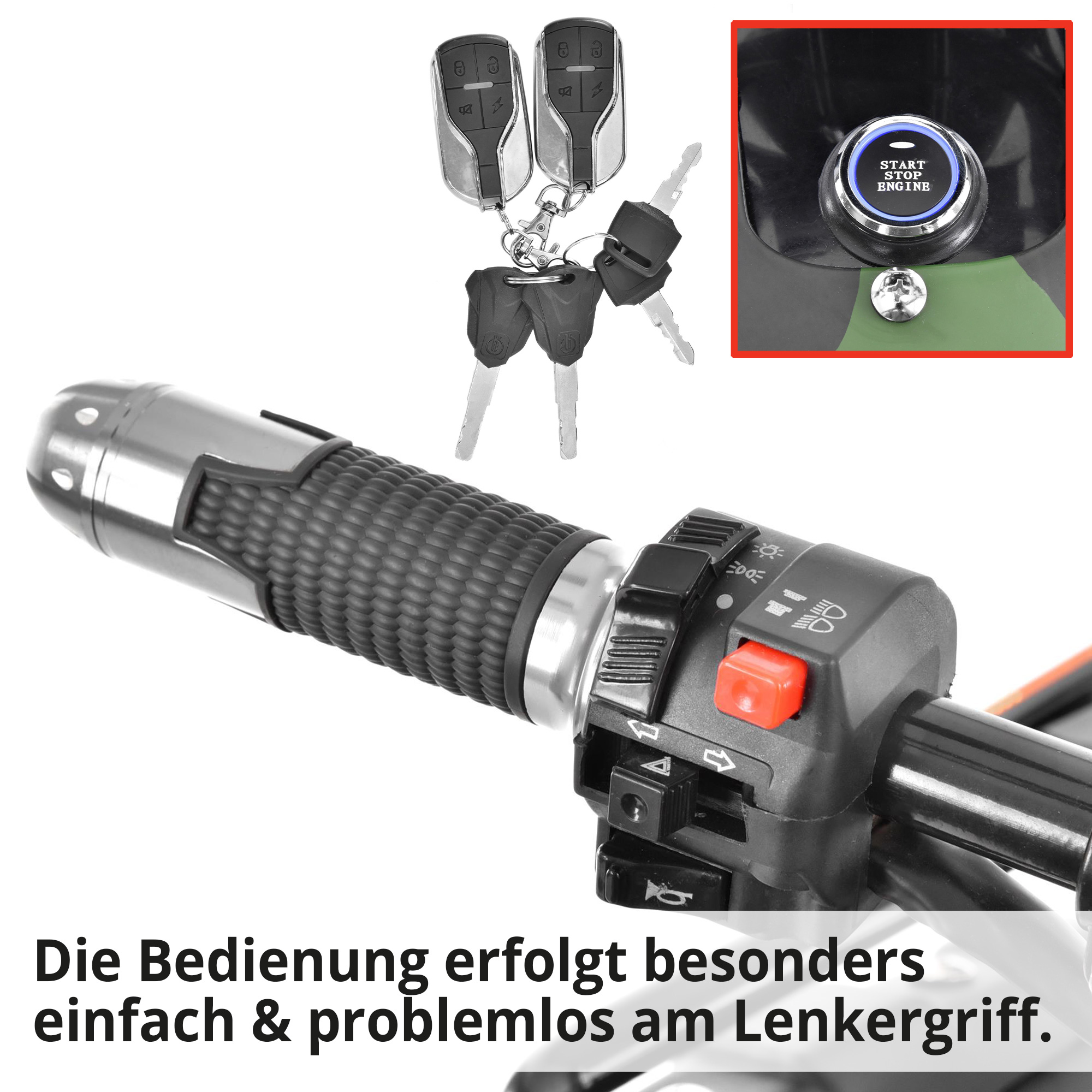 Quad mit Straßenzulassung; Die Bedienung erfolgt problemlos und einfach am Lenkergriff