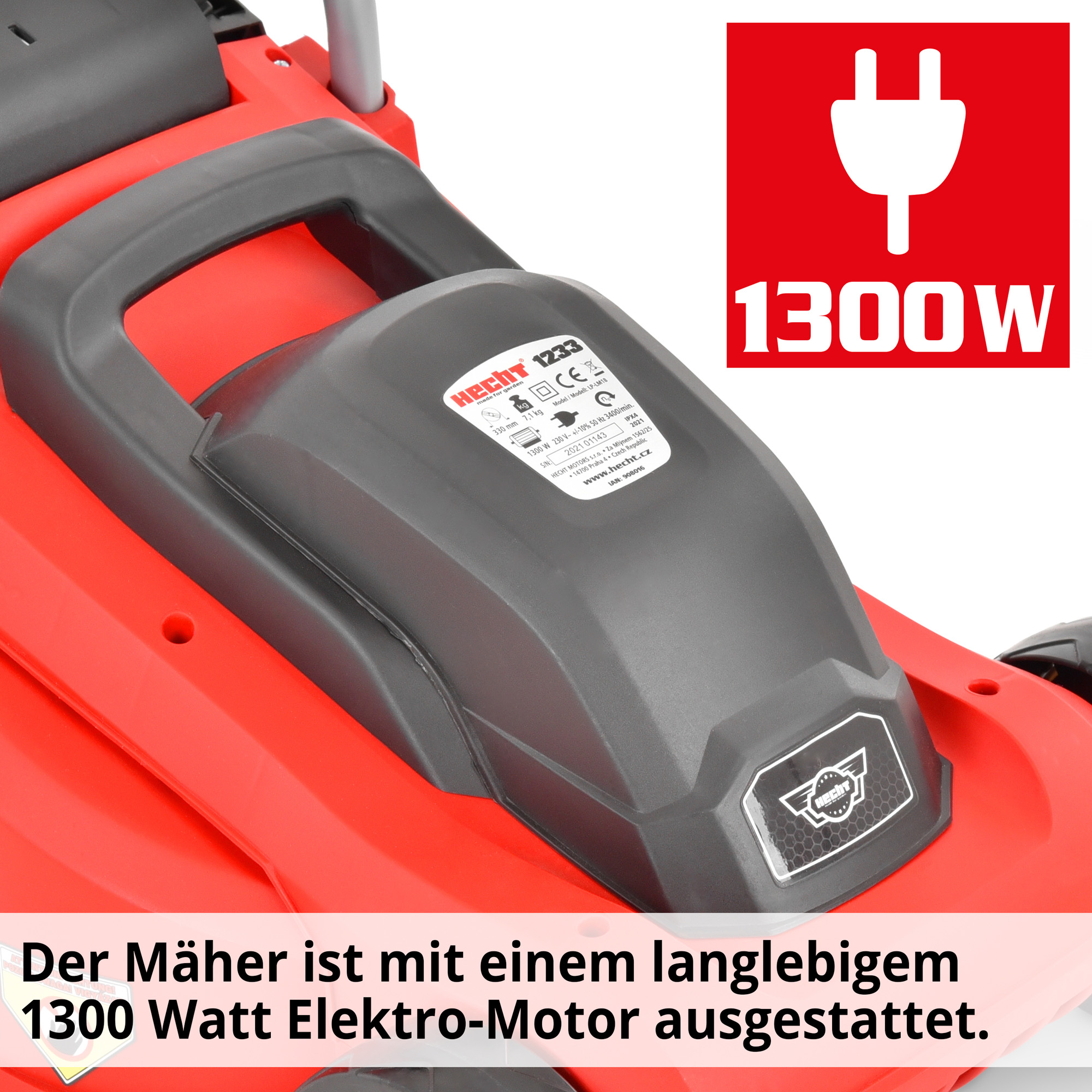 Rasenmäher Elektro Motor 1300 Watt langlebig leistungsstark Abdeckung