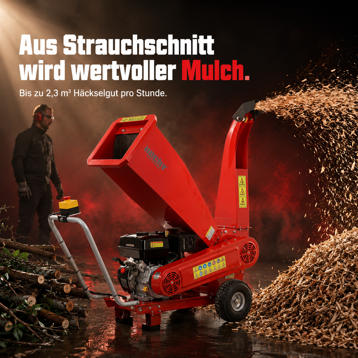 HECHT Gartenhäcksler produziert bis zu 2,3 Kubikmeter Mulch pro Stunde