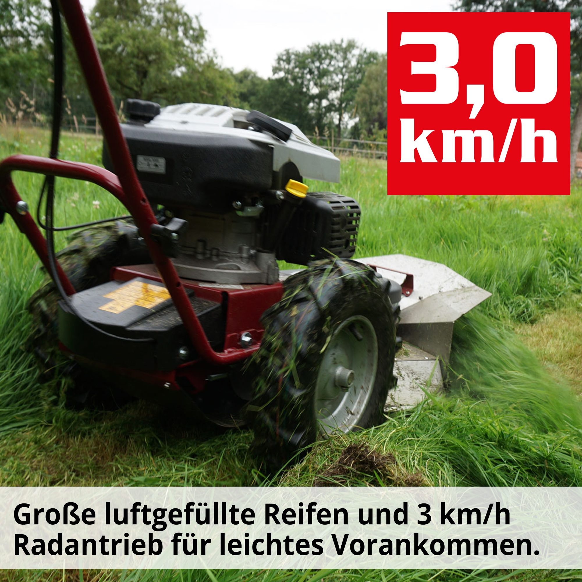 Hecht Kreiselmäher mit Radantrieb für schnelles arbeiten