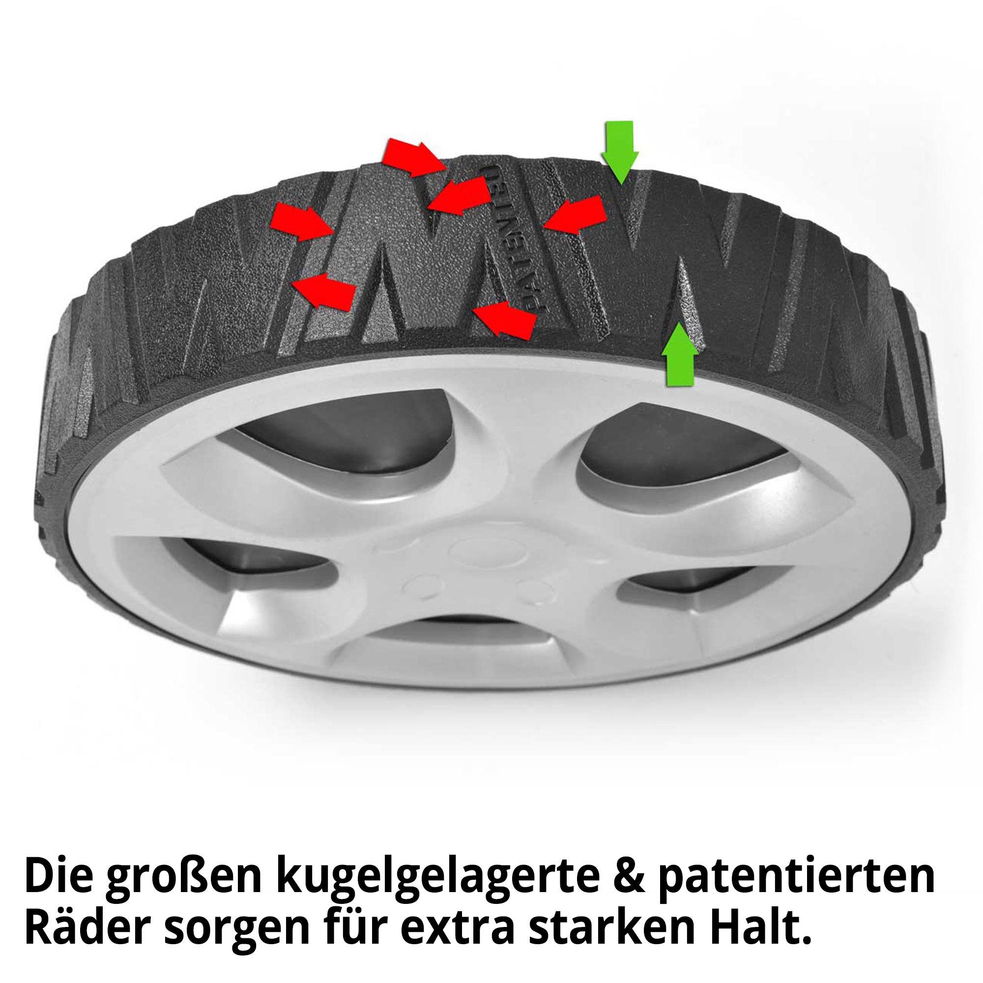 Hecht Benzin-Rasenmäher mit robustem Antriebsrad mit Speziellen Profil für guten Grip