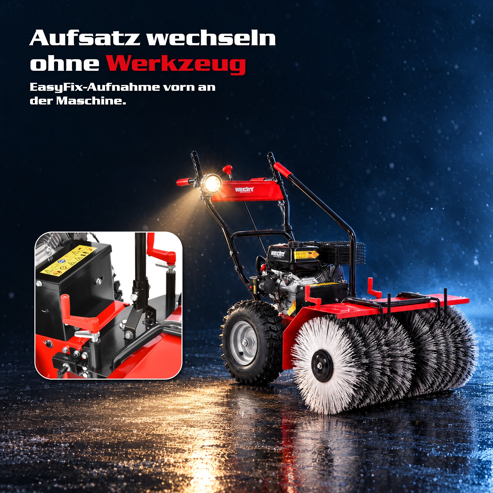 HECHT 8680 SE Aufsatzwechsel ohne Werkzeug mit EasyFix-Aufnahme (Dieses Bild wurde mit Hilfe von KI generiert.)