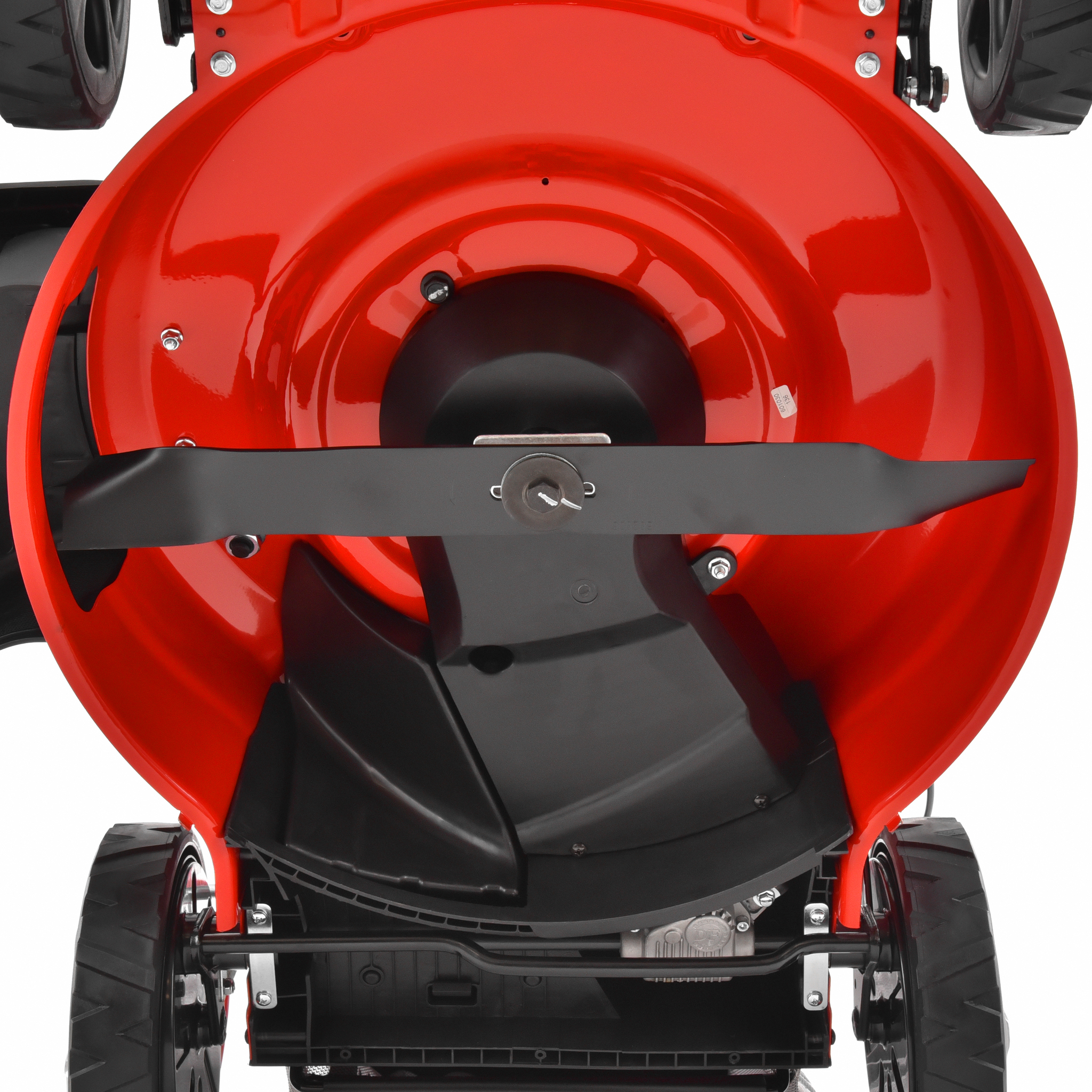 Mähmesser Stahl Unterboden Mähdeck rot Schnittbreite Detail HECHT 554 SX