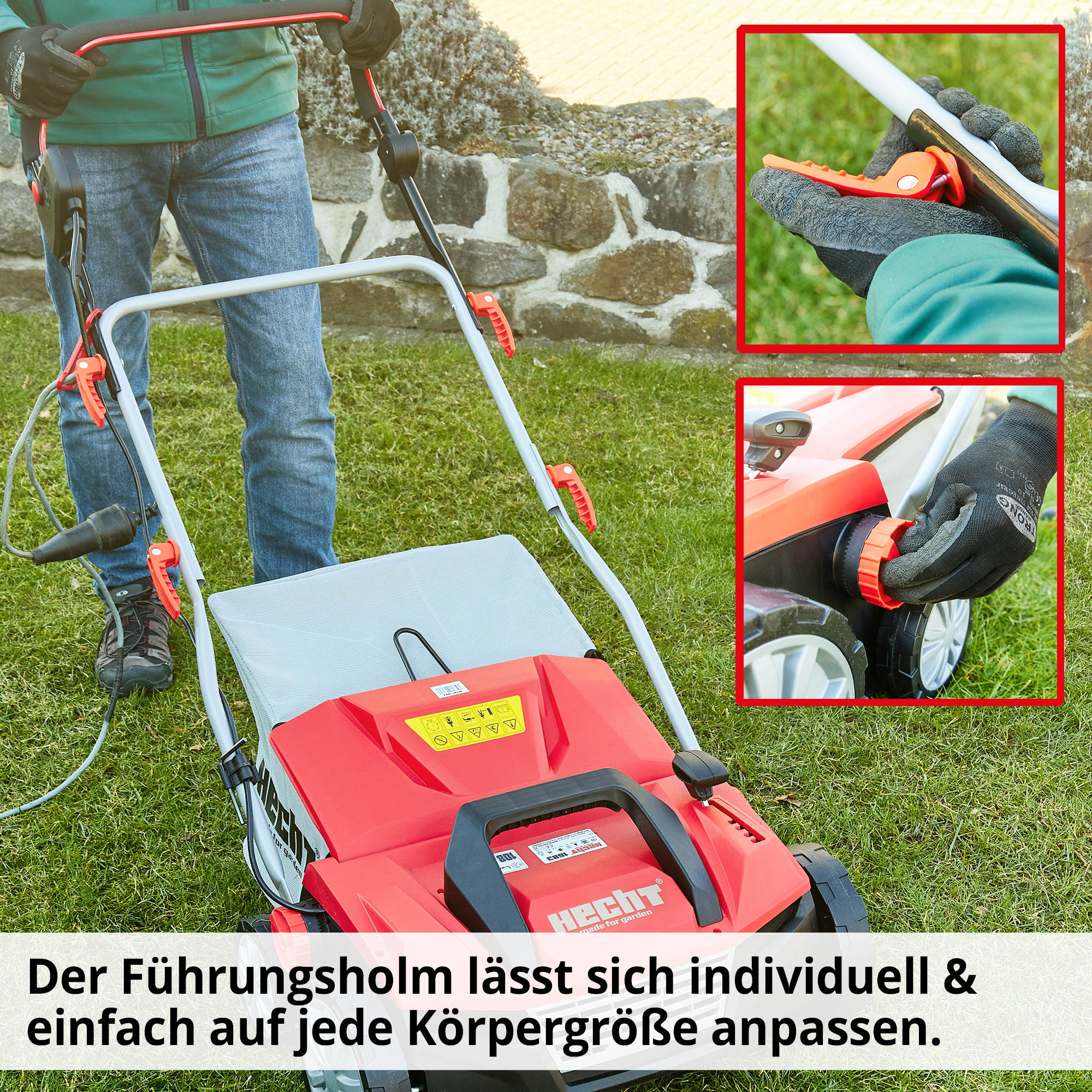 Führungsholm verstellbar Klappfunktion Schnellspanner HECHT 1683 Platzsparend