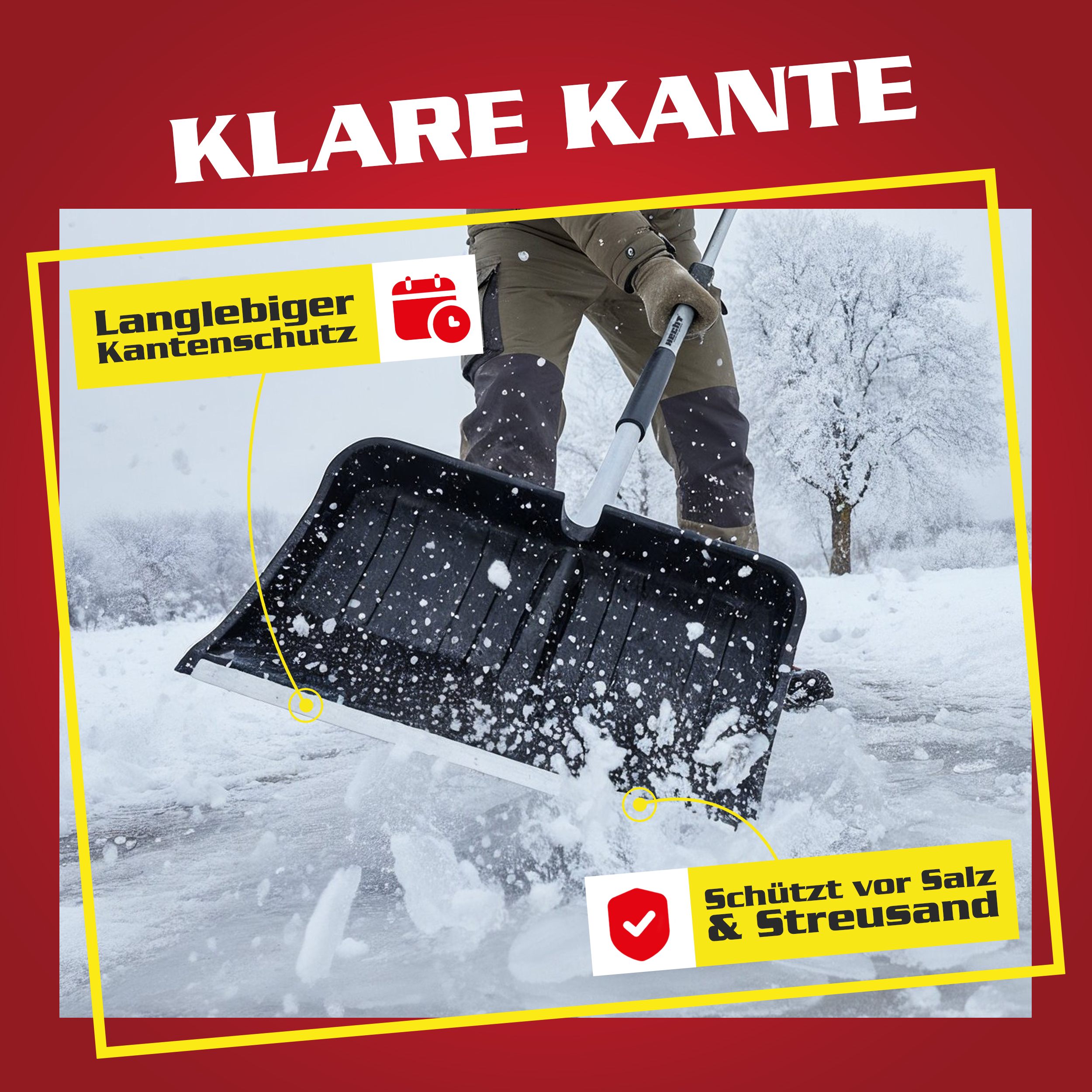 HECHT Schneeschaufel mit robuster Alu-Kante gegen Salz und Streusand (Dieses Bild wurde mit Hilfe von KI generiert.)