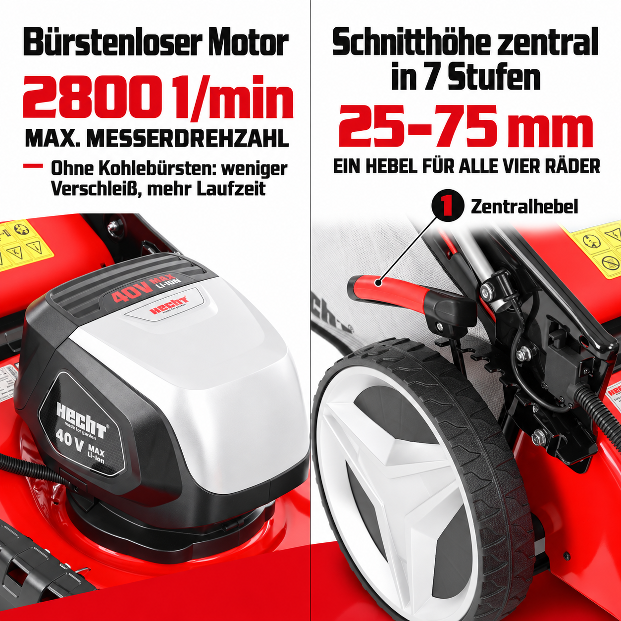 HECHT Akku-Rasenmäher: Bürstenloser Motor und zentrale Schnitthöhe (Dieses Bild wurde mit Hilfe von KI generiert.)