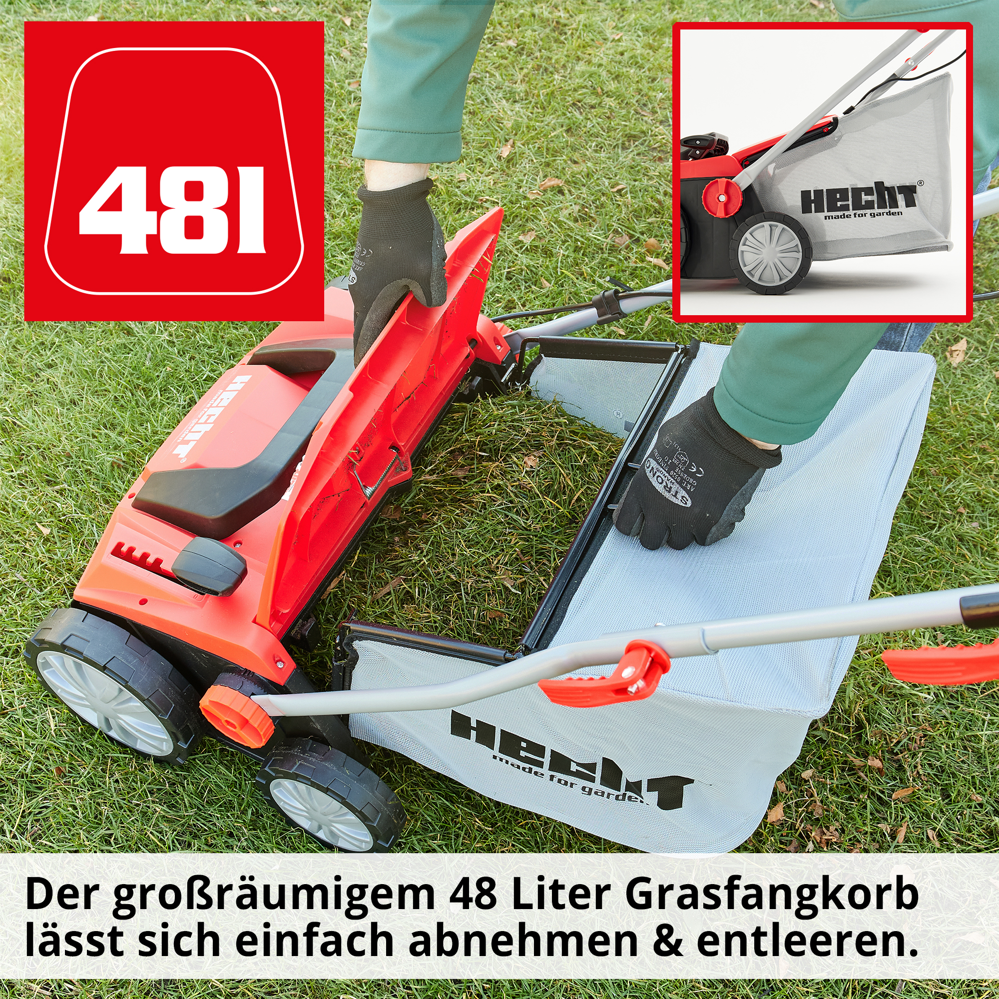 Fangkorb 48 Liter Vertikutierer Grasfangsack Gewebe Entnahme HECHT 1683 Zubehör
