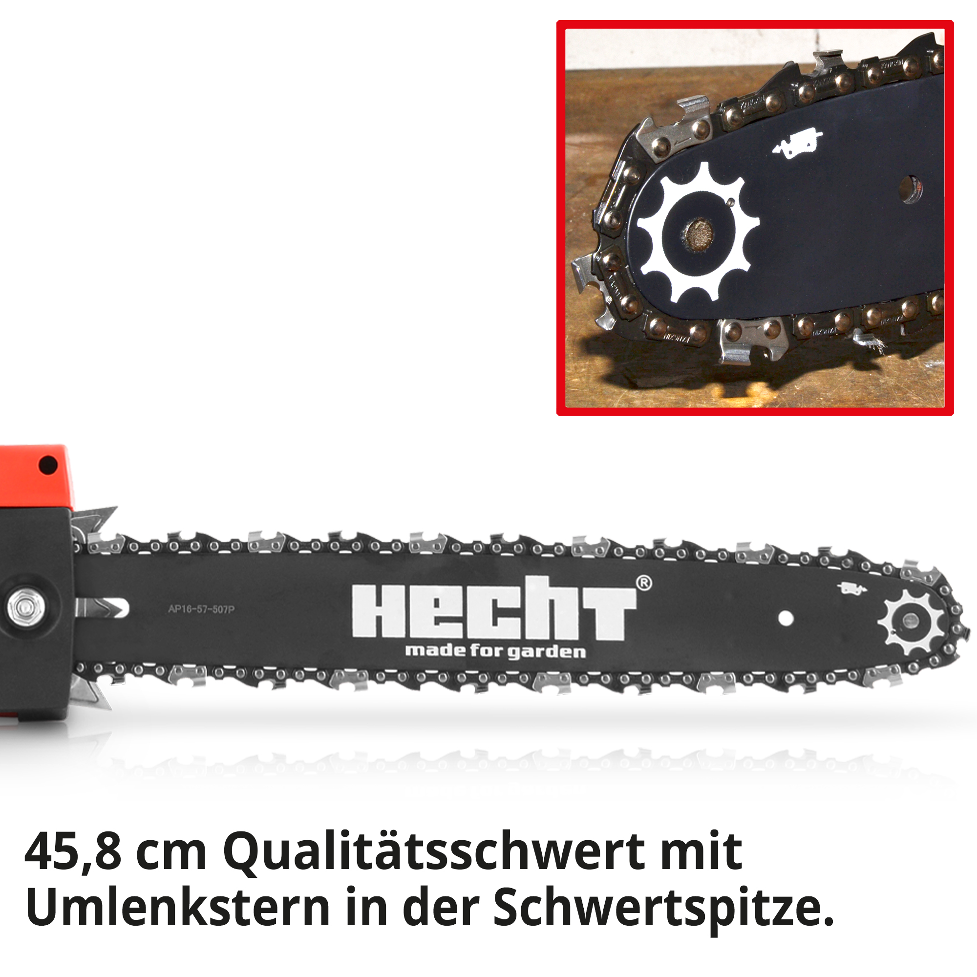 Kettensäge Schwert 46 cm Qualitätsschwert Umlenkstern Spitze Elektrosäge Detail
