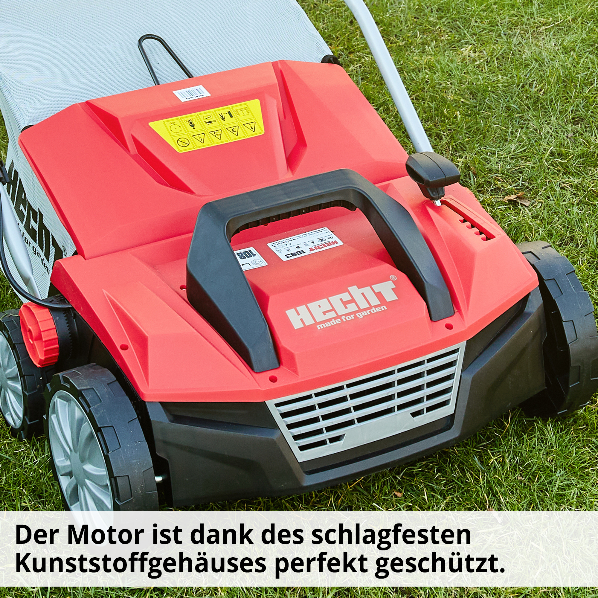 Schlagfestes Kunststoffgehäuse Vertikutierer Chassis rot robust Design HECHT 1683