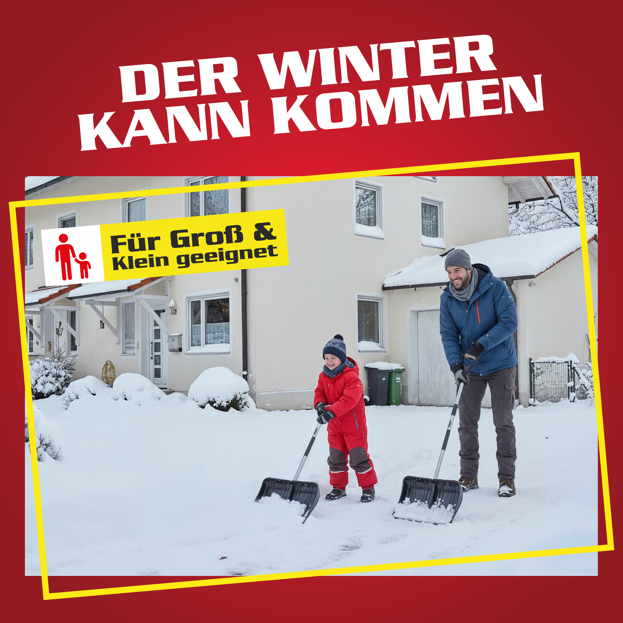 HECHT Schneeschaufel für Groß und Klein: Höhenverstellbar für die Familie (Dieses Bild wurde mit Hilfe von KI generiert.)