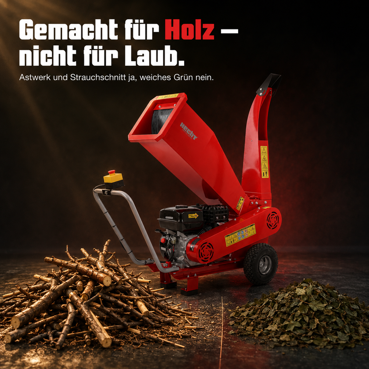 Massiver HECHT Gartenhäcksler: Ideal für harten Strauchschnitt und Holz