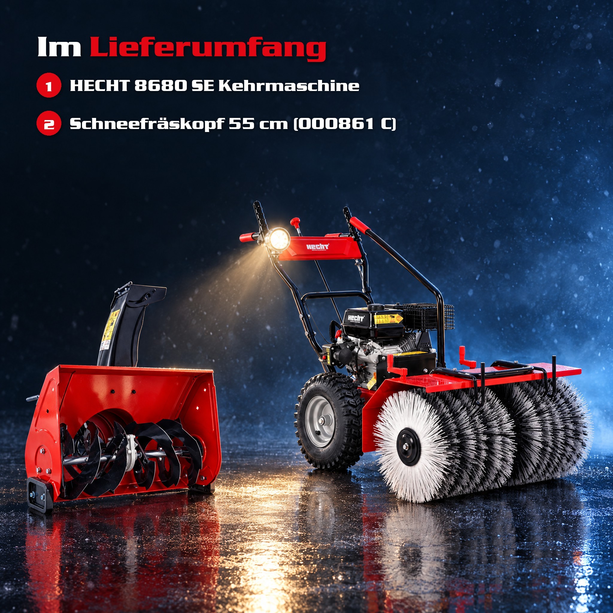 Kehrmaschine Benzin HECHT 8680 SE SET 3 (Dieses Bild wurde mit Hilfe von KI generiert.)