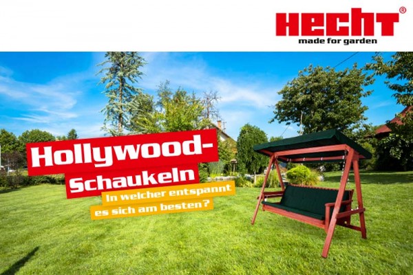 Eine Hollywoodschaukel von Hecht auf einer Wiese.