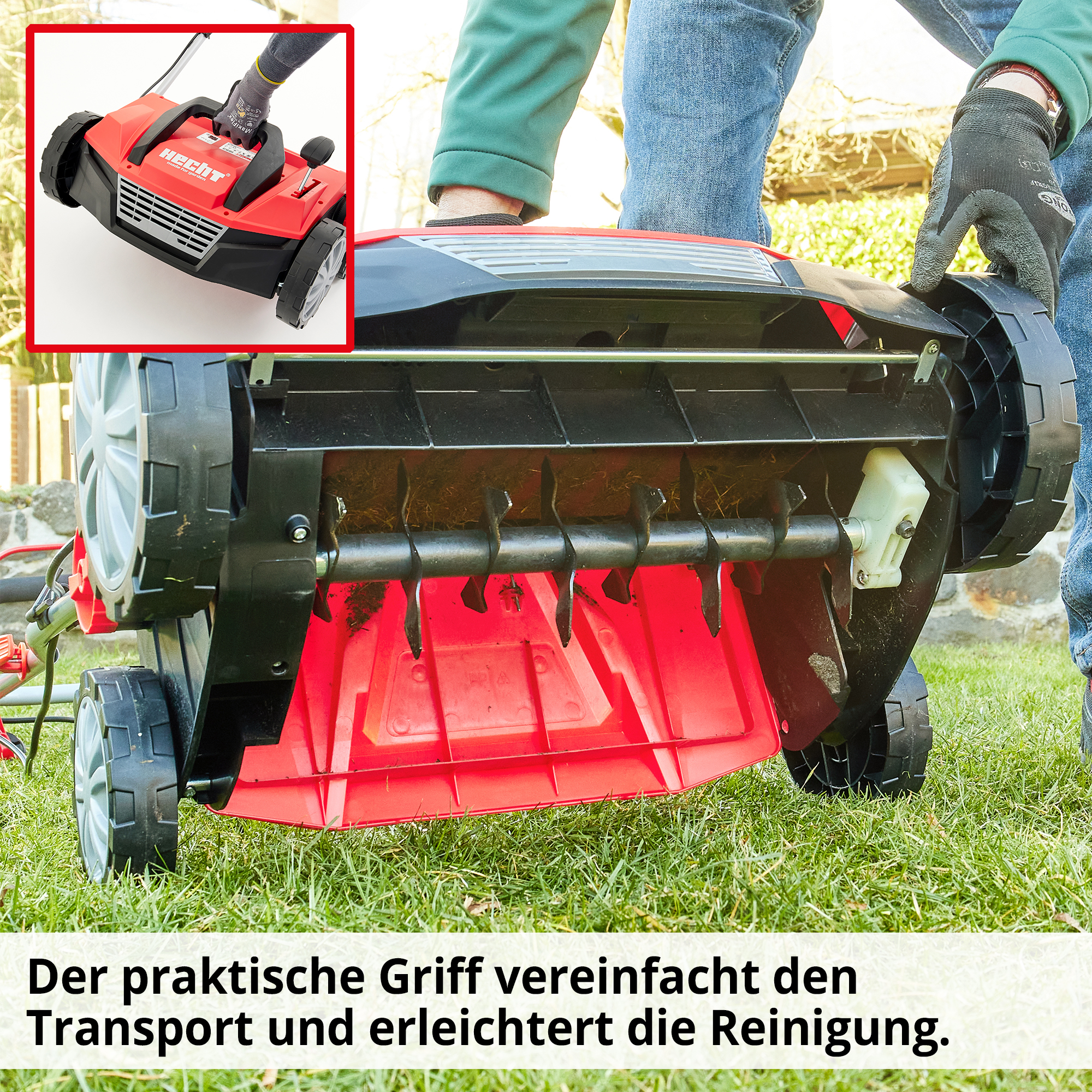 Praktischer Tragegriff Gehäuse Transport Reinigung Vertikutierer HECHT 1683 leicht