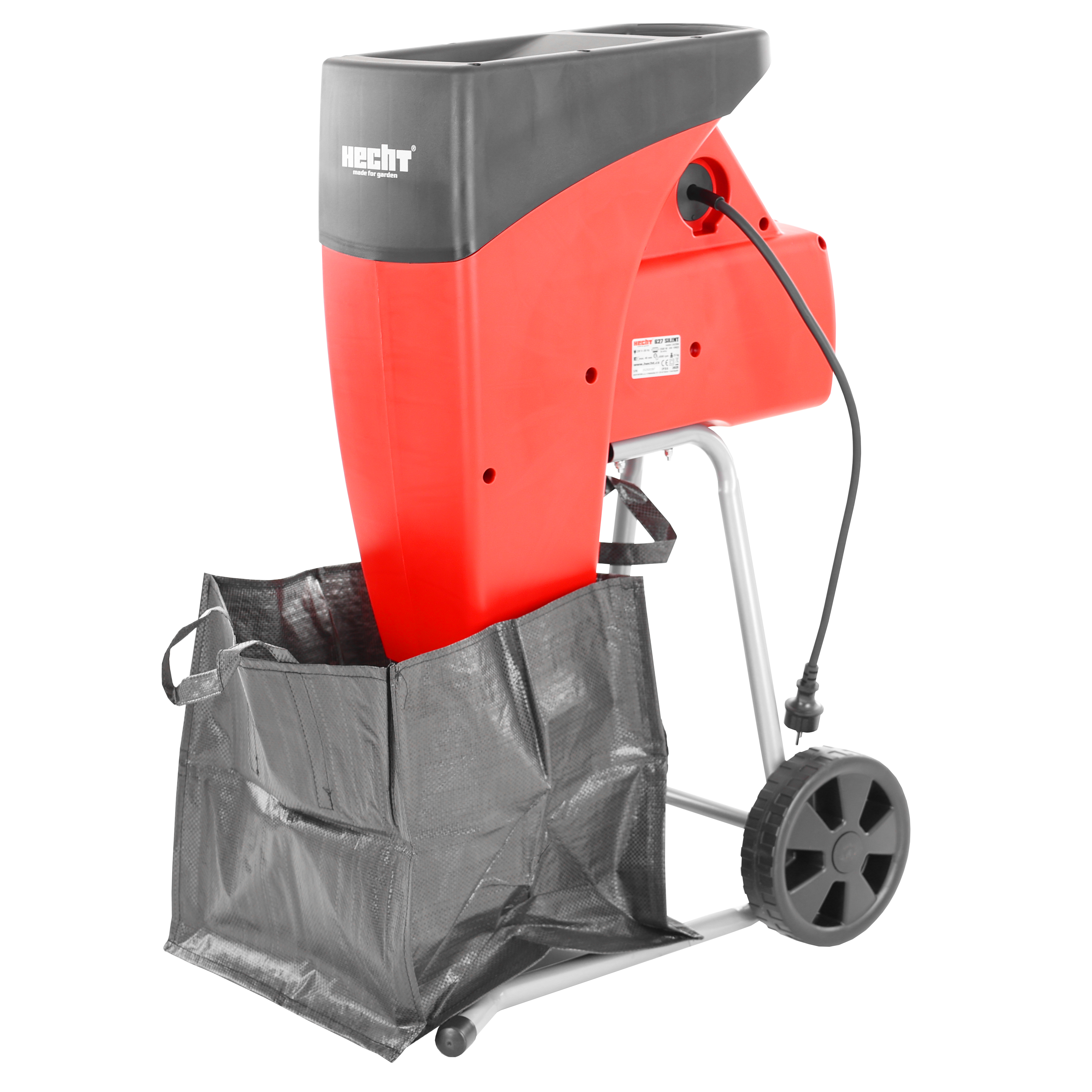 HECHT 627 Silent Elektro-Gartenhäcksler: Roter Leisehäcksler mit Rädern (Dieses Bild wurde mit Hilfe von KI generiert.)
