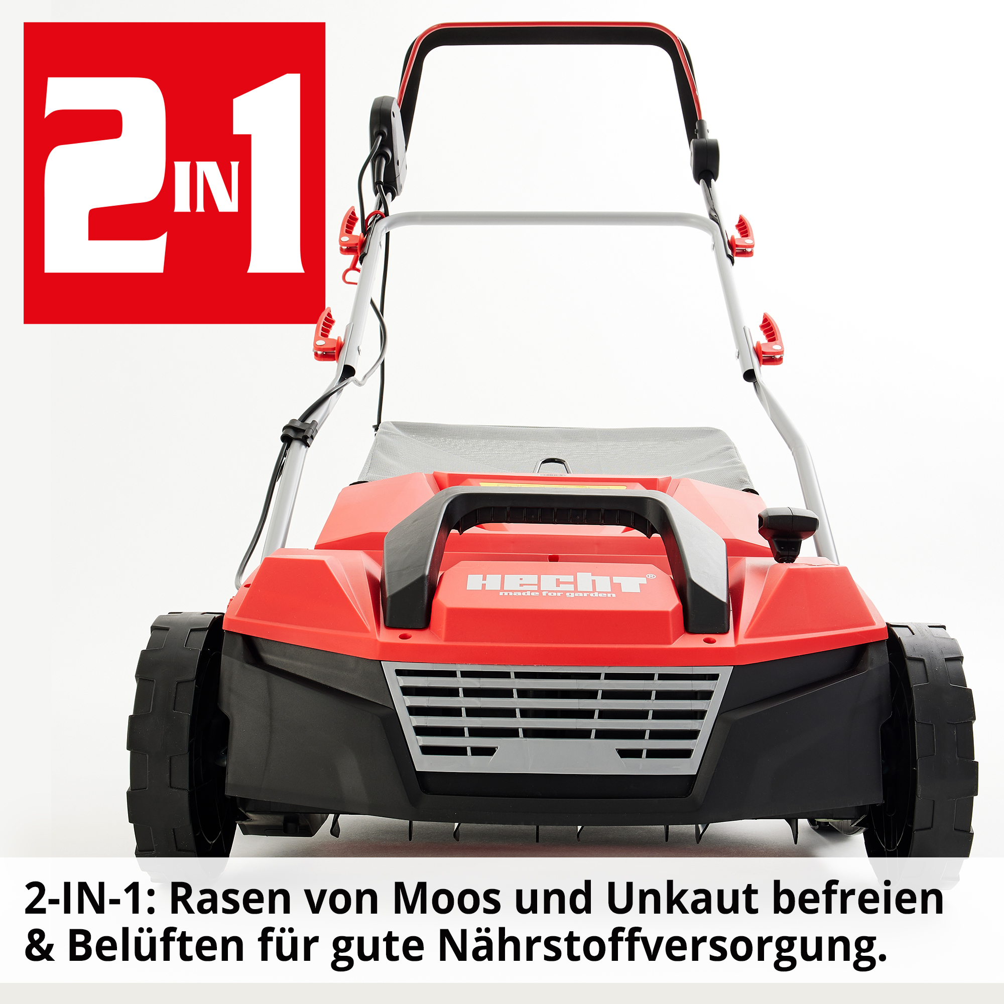 2-in-1 Funktion Vertikutierer Lüften und Moos entfernen Kombigerät HECHT 1683 Frontansicht