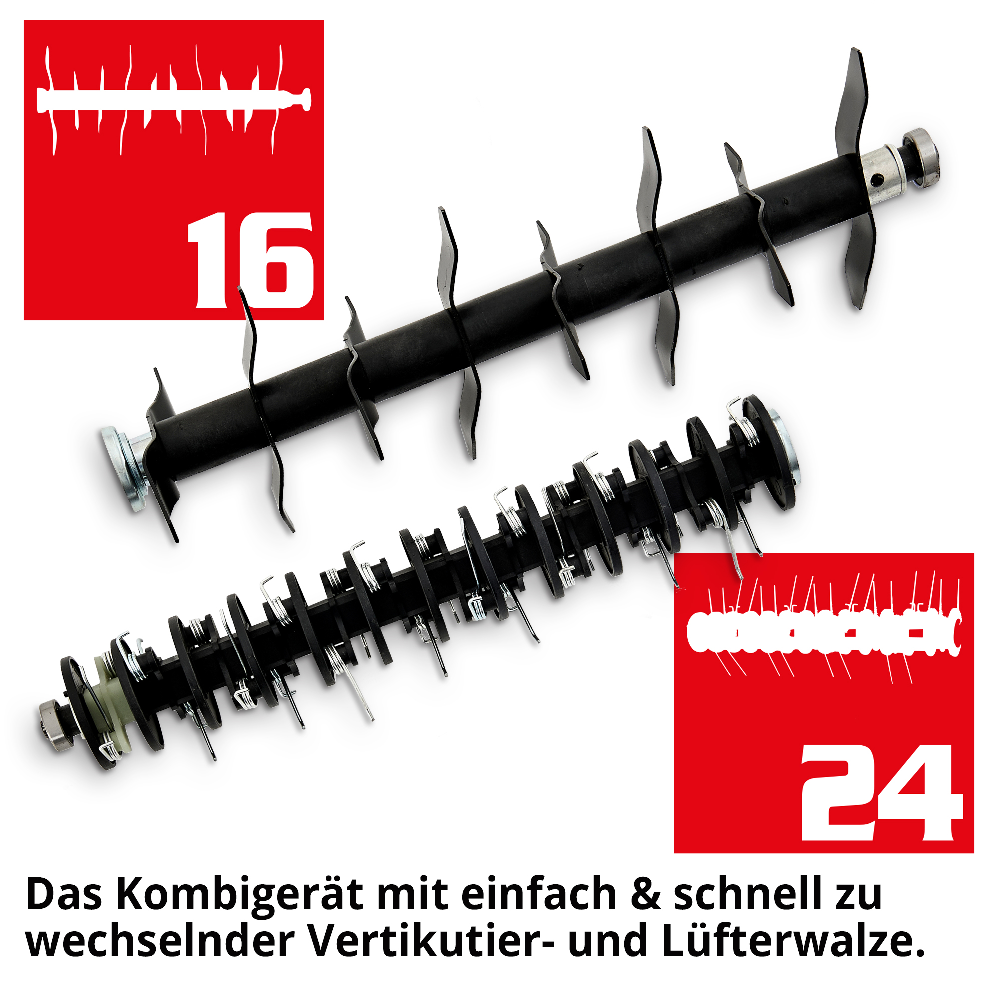 Messerwalze und Lüfterwalze 16 Messer 24 Krallen Zubehör Wechsel Vertikutierer